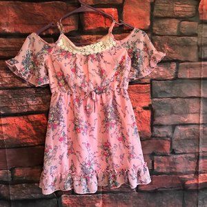 Pink & Violet Floral Dress with sleeves SZ 6